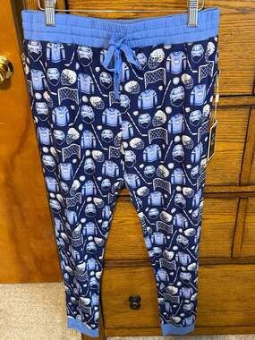 Lev Baby Men's Duncan Hockey Print Bamboo Viscose Jogger Pajama Pants
